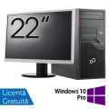 Pachet Calculator Fujitsu ESPRIMO P710 Tower, Intel Core i3-3220 3.30GHz, 4GB DDR3, 250GB SATA, DVD-RW + Monitor 22 Inch + Windows 10 Pro