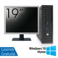 Pachet Calculator HP 400 G1 SFF, Intel Core i5-4570 3.20GHz, 8GB DDR3, 240GB SSD, DVD-RW + Monitor 19 Inch + Windows 10 Home