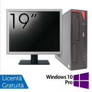 Pachet Calculator Fujitsu E420 Desktop, Intel Core i5-4460 3.20GHz, 8GB DDR3, 120GB SSD, DVD-RW + Monitor 19 Inch + Windows 10 Pro