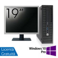 Pachet Calculator HP EliteDesk 800 G1 SFF, Intel Core i5-4570 3.20GHz, 8GB DDR3, 120GB SSD, DVD-RW + Monitor 19 Inch + Windows 10 Pro