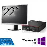 Pachet Calculator Fujitsu Esprimo D756 Desktop, Intel Core i5-6500 3.20GHz, 8GB DDR4, 240GB SSD, DVD-ROM + Monitor 22 Inch + Windows 10 Pro