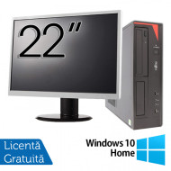 Pachet Calculator Fujitsu E420 Desktop, Intel Core i5-4460 3.20GHz, 8GB DDR3, 120GB SSD, DVD-RW + Monitor 22 Inch + Windows 10 Home