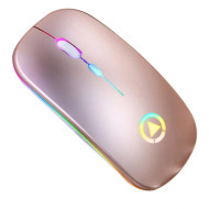 Mouse Nou YINDIAO A2, 1600dpi, 4 Butoane, RGB, Roz-Gold, Wireless