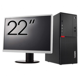 Pachet Second Hand Calculator LENOVO M710T Tower, Intel Core i3-6100 3.70GHz, 8GB DDR4, 256GB SSD, DVD-ROM + Monitor 22 Inch