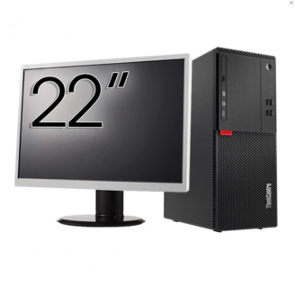 Pachet Refurbished Calculator LENOVO M710T Tower, Intel Core i3-6100 3.70GHz, 8GB DDR4, 256GB SSD, DVD-ROM + Monitor 22 Inch + Windows 10 Home