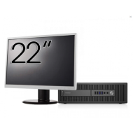 Pachet Refurbished Calculator HP ProDesk 600 G2 SFF, Intel Core i7-6700 3.40GHz, 8GB DDR4, 256GB SSD + Monitor 22 Inch + Windows 10 Home