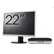 Pachet Calculator Refurbished HP EliteDesk 800 G3 Mini PC, Intel Core i7-7700T 2.90 - 3.80GHz, 8GB DDR4, 256GB SSD, Wi-Fi + Monitor 22 Inch + Windows 10 Pro