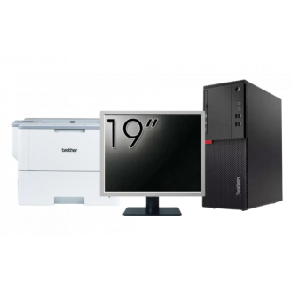 Pachet Second Hand Calculator LENOVO M710T Tower, Intel Core i3-6100 3.70GHz, 8GB DDR4, 256GB SSD, DVD-ROM + Monitor 19 Inch + Imprimanta Brother HL-L6300DW