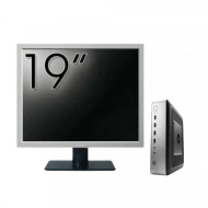 Pachet PC Second Hand HP T730 Thin Client, AMD RX-427BB 2.70-3.60GHz, 8GB DDR3, 32GB SSD Flash + Monitor 19"