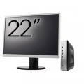 Pachet PC Second Hand HP T730 Thin Client, AMD RX-427BB 2.70-3.60GHz, 8GB DDR3, 32GB SSD Flash + Monitor 22"