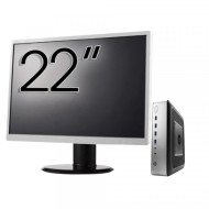 Pachet PC Second Hand HP T730 Thin Client, AMD RX-427BB 2.70-3.60GHz, 8GB DDR3, 32GB SSD Flash + Monitor 22"