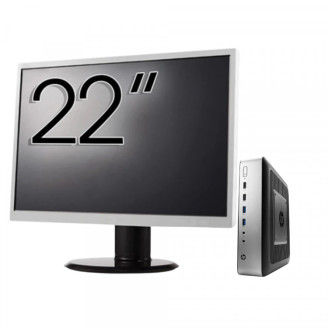 Pachet PC Second Hand HP T730 Thin Client, AMD RX-427BB 2.70-3.60GHz, 8GB DDR3, 32GB SSD Flash + Monitor 22"