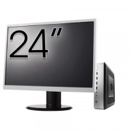 Pachet PC Second Hand HP T730 Thin Client, AMD RX-427BB 2.70-3.60GHz, 8GB DDR3, 32GB SSD Flash + Monitor 24"