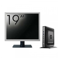 Pachet Calculator Second Hand HP T520 Mini PC, AMD GX-215JJ 1.50GHz, 4GB DDR3, 32GB Flash + Monitor 19"