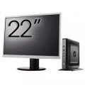 Pachet Calculator Second Hand HP T520 Mini PC, AMD GX-215JJ 1.50GHz, 4GB DDR3, 32GB Flash + Monitor 22"