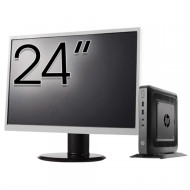 Pachet Calculator Second Hand HP T520 Mini PC, AMD GX-215JJ 1.50GHz, 4GB DDR3, 32GB Flash + Monitor 24"