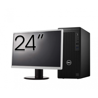 Pachet Calculator Second Hand DELL OptiPlex 3080 Tower, Intel Core i5-10500 3.10 - 4.50GHz, 8GB DDR4, 256GB SSD + Monitor 24 Inch
