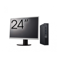 Pachet Calculator Second Hand DELL OptiPlex 3070 Mini, Intel Core i3-9100T 3.10 - 3.70GHz, 8GB DDR4, 256GB SSD + Monitor 24 Inch