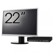 Pachet Calculator Second Hand HP EliteDesk 800 G6 Mini PC, Intel Core i5-10500T 2.30 - 3.80GHz, 8GB DDR4, 256GB SSD + Monitor 22"