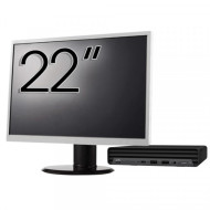 Pachet Calculator Second Hand HP EliteDesk 800 G6 Mini PC, Intel Core i5-10500T 2.30 - 3.80GHz, 8GB DDR4, 256GB SSD + Monitor 22"
