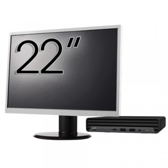 Pachet Calculator Second Hand HP EliteDesk 800 G6 Mini PC, Intel Core i5-10500T 2.30 - 3.80GHz, 8GB DDR4, 256GB SSD + Monitor 22"