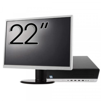 Pachet Calculator Second Hand HP EliteDesk 800 G5 SFF, Intel Core i5-9500 3.00-4.40GHz, 8GB DDR4, 256GB SSD + Monitor 22"