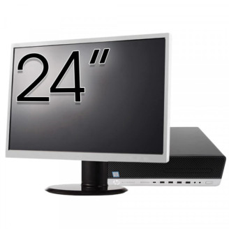 Pachet Calculator Second Hand HP EliteDesk 800 G5 SFF, Intel Core i5-9500 3.00-4.40GHz, 8GB DDR4, 256GB SSD + Monitor 24"