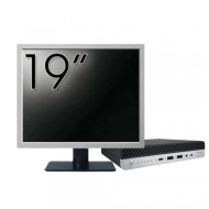 Pachet Calculator Second Hand HP EliteDesk 800 G5 Mini PC, Intel Core i5-9500T 2.20 - 3.70GHz, 8GB DDR4, 256GB SSD + Monitor 19"