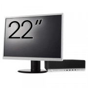 Pachet Calculator Second Hand HP ProDesk 800 G3 SFF, Intel Core i5-7500 3.40 - 3.80GHz, 16GB DDR4, 500GB SSD + 1TB HDD, DVD-ROM + Monitor 22"