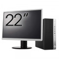 Pachet Calculator Second Hand HP EliteDesk 800 G3 Tower, Intel Core i3-6100 3.70GHz, 8GB DDR4, 256GB SSD, DVD-ROM + Monitor 22"