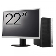 Pachet Calculator Second Hand HP EliteDesk 800 G3 Tower, Intel Core i3-6100 3.70GHz, 8GB DDR4, 256GB SSD, DVD-ROM + Monitor 22"