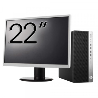 Pachet Calculator Second Hand HP EliteDesk 800 G3 Tower, Intel Core i3-6100 3.70GHz, 8GB DDR4, 256GB SSD, DVD-ROM + Monitor 22"