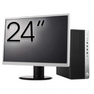 Pachet Calculator Second Hand HP EliteDesk 800 G3 Tower, Intel Core i3-6100 3.70GHz, 8GB DDR4, 256GB SSD, DVD-ROM + Monitor 24"