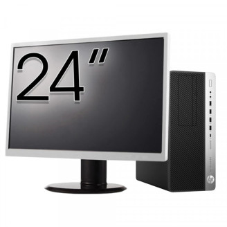 Pachet Calculator Second Hand HP EliteDesk 800 G3 Tower, Intel Core i3-6100 3.70GHz, 8GB DDR4, 256GB SSD, DVD-ROM + Monitor 24"