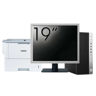 Pachet Calculator Second Hand HP EliteDesk 800 G3 Tower, Intel Core i3-6100 3.70GHz, 8GB DDR4, 256GB SSD, DVD-ROM + Monitor 19" & Imprimanta Brother HL-L6300DW