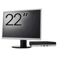 Pachet Calculator Second Hand HP EliteDesk 800 G3 Mini PC, Intel Core i5-6500T 2.50GHz, 8GB DDR4, 256GB SSD + Monitor 22"