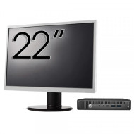 Pachet PC Second Hand HP Elitedesk 800 G2 Mini PC, Intel Core i5-6500T 2.50GHz, 8GB DDR4, 256GB SSD + Monitor 22"