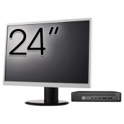 Pachet Calculator Second Hand HP Elitedesk 800 G2 Mini PC, Intel Core i7-6700T 2.80GHz, 8GB DDR4, 128GB SSD + Monitor 24"
