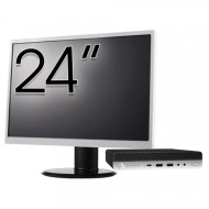 Pachet Calculator Second Hand HP EliteDesk 800 G3 Mini PC, Intel Core i7-7700T 2.90GHz, 8GB DDR4, 256GB SSD, Wi-Fi + Monitor 24"