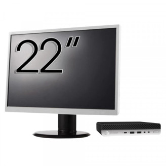 Pachet Calculator Second Hand HP ProDesk 600 G5 Mini, Intel Core i5-8500T 2.10 - 3.50GHz, 8GB DDR4, 256GB SSD + Monitor 22"