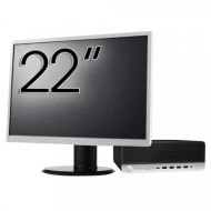 Pachet Calculator Second Hand HP ProDesk 600 G3 SFF, Intel Core i3-6100 3.70GHz, 8GB DDR4, 256GB SSD, DVD-ROM + Monitor 22"