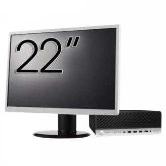 Pachet Calculator Second Hand HP ProDesk 600 G3 SFF, Intel Core i3-6100 3.70GHz, 8GB DDR4, 256GB SSD, DVD-ROM + Monitor 22"