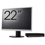 Pachet Calculator Second Hand HP ProDesk 400 G6 Mini, Intel Core i5-10500T 2.30 - 3.80GHz, 8GB DDR4, 256GB SSD + Monitor 22"