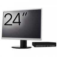 Pachet Calculator Second Hand HP ProDesk 400 G6 Mini, Intel Core i5-10500T 2.30 - 3.80GHz, 8GB DDR4, 256GB SSD + Monitor 24"