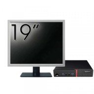 Pachet Calculator LENOVO Thinkcentre M600 Tiny, Intel Pentium J3710 1.60-2.64GHz, 4GB DDR3, 120GB SSD + Monitor 19"