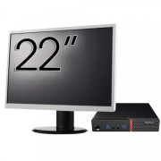 Pachet Calculator LENOVO Thinkcentre M600 Tiny, Intel Pentium J3710 1.60-2.64GHz, 4GB DDR3, 120GB SSD + Monitor 22"