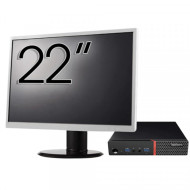 Pachet Calculator LENOVO Thinkcentre M600 Tiny, Intel Pentium J3710 1.60-2.64GHz, 4GB DDR3, 120GB SSD + Monitor 22"