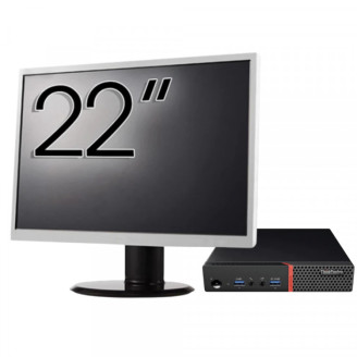 Pachet Calculator LENOVO Thinkcentre M600 Tiny, Intel Pentium J3710 1.60-2.64GHz, 4GB DDR3, 120GB SSD + Monitor 22"