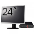 Pachet Calculator LENOVO Thinkcentre M600 Tiny, Intel Pentium J3710 1.60-2.64GHz, 4GB DDR3, 120GB SSD + Monitor 24"