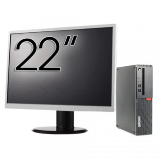 Pachet Calculator Second Hand LENOVO ThinkCentre M910s SFF, Intel Core i3-6100 3.70GHz, 8GB DDR4, 256GB SSD + Monitor 22"